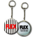 Black/White 2" Round Metallic Key Chain with 3D Lenticular Stripes (Custom)